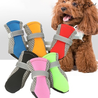[tdgl dogware] 4 piezas zapatos de perro mágico adhesivo cierre de tela transpirable antideslizante botas de cachorro para exteriores