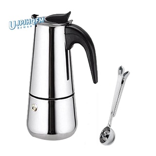 cafetera espresso estufa moka cafetera de acero inoxidable latte percolator con cuchara de bonificación (4 tazas/200 ml)