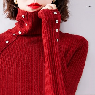 Cerezas Rojo Cuello Alto Suéter De Las Mujeres De La Pila De Fondo Camisa Otoño Invierno Interior De Manga Larga Tops De Estilo Occidental Prendas De Punto
