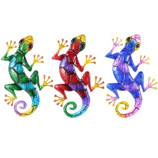 [cab] figurita gecko - adorno de arte de pared para colgar en metal al aire libre gecko