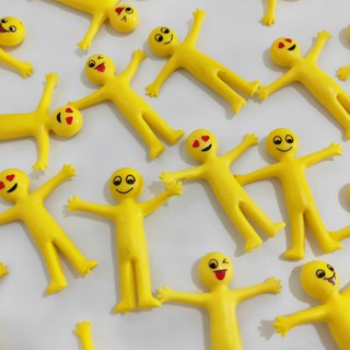 Muñeca amarilla suave creativa de expresión sonriente se puede estirar en medio pliegue decoración de oficina juguete de ventilación (1)