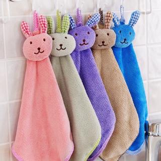 toalla de mano de bebé de dibujos animados animal conejo felpa cocina suave colgante toalla de baño toalla