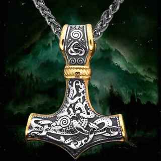 Collar Estilo Nórdico 316l de acero inoxidable vikingo Thor martillo Mjolnir para hombre (1)