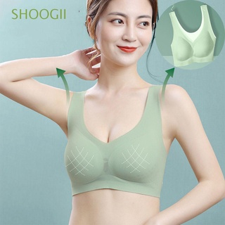 SHOOGII Breathable Vest Seamless Women Bra Wireless Ice Silk Ultra Thin Latex Underwear