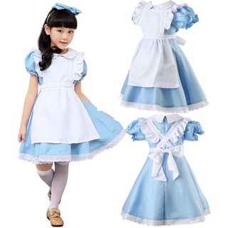 alice in wonderland disfraz de halloween lindo maid cosplay niños lolita vestido de fantasía cosplay