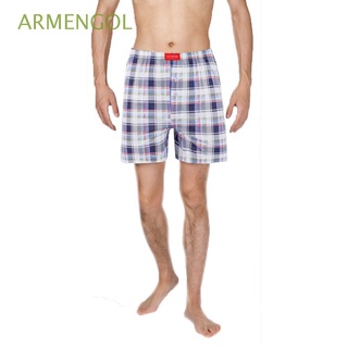 armengol pantalones cortos sueltos clásicos de algodón tejido de los hombres boxeadores de la cuadrícula masculina a cuadros casual ropa interior de playa con botón a cuadros bragas