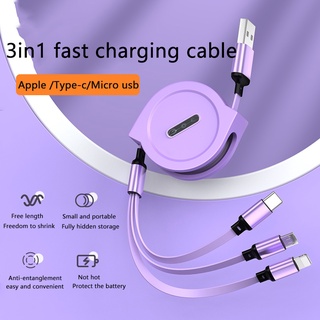 El cable cargador telescópico 3 en 1 es adecuado para iphone samsung huawei xiaomi vivo oppo tipo-c cable cable micro USB cable Android cable USB carga rápida