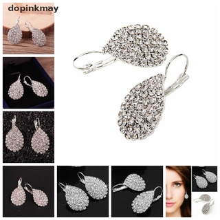 dopinkmay aretes/pendientes de cristal chapados en plata con pedrería/joyería co (1)