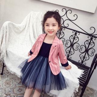 babysmile niña vestido casual niños rayas impresión larga llamarada manga falsa 2 piezas vestido de niños princesa vestidos