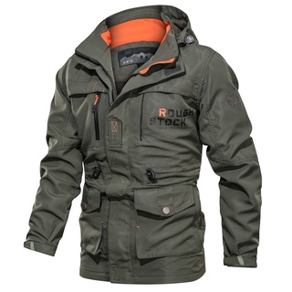2019 bomber chaqueta de los hombres otoño invierno multi-bolsillo impermeable militar táctica chaqueta gorra cortavientos hombres abrigo al aire libre