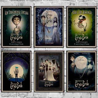Tim Burton movie posters.The Corpse Bride . Vintage Retro Mate Papel Kraft Antiguo Póster De Pared Pegatina Hogar