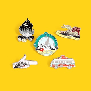 armengol único esmalte pin joyería de dibujos animados insignias de camping vida regalo de lona zapato ropa decoración bolsa broches mochilas solapa pin broche de metal (8)