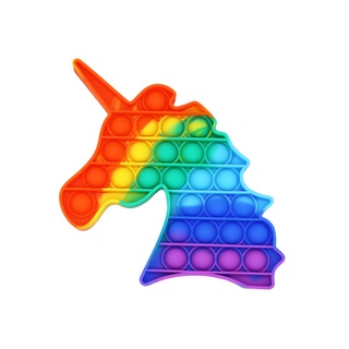 Entrega rápida, nuevo Popit Fidget juguete arco iris entre nosotros unicornio redondo forma cuadrada Push Pops burbuja juguete Anti-estré (1)