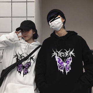 Sudadera de mariposa punk Harajuku suéter oscuro pareja estética hip hop ropa de calle gótica Sudadera con capucha