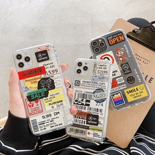 Carcasa Transparente Xiaomi POCO M3 X3 NFC Redmi 6A 7A 8 8A 9 9A 9C Note 9S Pro Max 9 POCOX3 Redmi9C Caso Sello Etiqueta Código De Barras Silicona Suave TPU Cubierta Del Teléfono