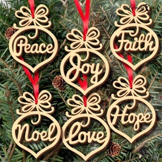[tdgl xmas] 6 unids/set inglés letras patrón colgante decoración estilo navideño diseño hueco madera creativo colgante widget para el hogar