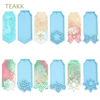 TEAKK Snowflake Christmas Keychain Molds Resin Crafts Jewelry Making Tool Square Tags Mold Candy Chocolate Pendant Cake Tools Merry Christmas Clay Mold Silicone Moulds