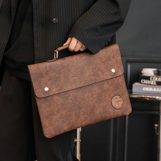 Los hombres de cuero Tote Bag oficina Ultra delgada Retro maletín bolsa de calidad multifuncional moda chicos (1)