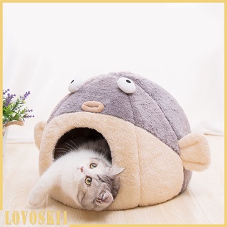 [LOVOSKI1] Portátil mascota perro gato calmante cama cálida felpa redonda nido cómodo cama de dormir