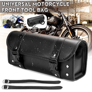 universal motocicleta delantera de cuero pu horquilla bolsa de herramientas lateral alforja bolsa de equipaje