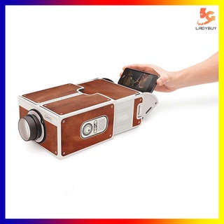 mini proyector de teléfono inteligente de cartón portátil para proyector de cine en casa