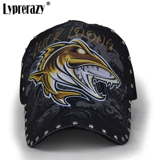 Lyprerazy moda remache Unisex gorra de béisbol estampado de tiburón Casual sombrero Hip Hop High Street gorras de béisbol
