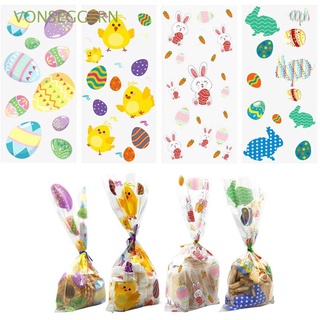 VONSEGGERN 50Pcs Candy Bags Chocolate Packaging Wrapper Gift Box Egg Easter Day Cake Birds Cartoon Bunny Packing Wrap