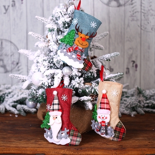 Árbol de navidad colgante de medias decoraciones/Xmas niños regalo de cilicio bolsa de caramelo decoración/3D Santa Claus alce muñeca colgante (2)