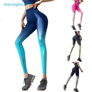 maxin mujer cintura alta sin costuras yoga pantalones gradiente butt lift barriga control leggings