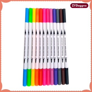 12 Colors Dual Tip Brush Pen Kit for Drawing Coloring Journal Hand Lettering (1)