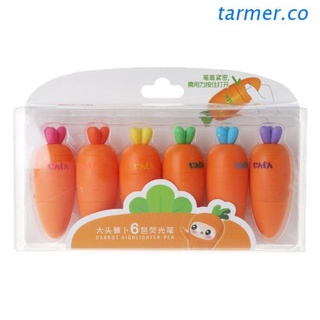 tar1 6 unids/pack creativo zanahoria palos fluorescente pluma de dibujos animados lindo mini papelería