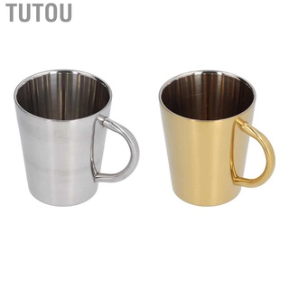 Tutou - taza de agua (300 ml, con mango, acero inoxidable, aislamiento térmico, taza de café, para oficina, hogar)