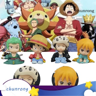 Chunrong 4Pcs Luffy modelo Anime de una pieza de acción de dibujos animados de PVC Ace Zoro Chopper molde de exhibición para niños