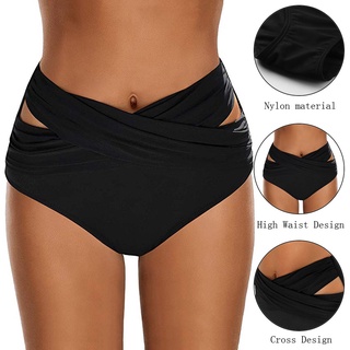 Women High Waist Ruched Bikini Bottoms Tummy Control Swimsuit Briefs Pants ♥gogoing♥