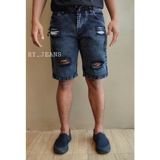 Pantalones vaqueros cortos ripped hombres negro jeans corto ripped jeans