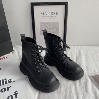 ◇☋₪Retro Martin boots mujer 2021 primavera y otoño nuevas botas cortas de estilo británico de encaje de suela gruesa de moda botas cortas de marea