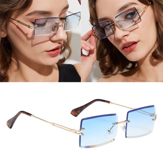 Rectangle Chic Rimless Sunglasses with Tinted Lenses