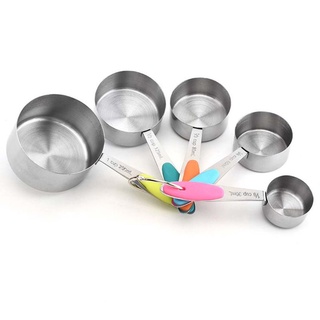 cuc 10 pzs/juego de tazas medidoras de acero inoxidable/cucharas duraderas para cocina/cocina/utensilio de té/café (6)