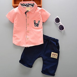 Verano camisa de manga corta para niños de 1-3 años de edad 4 pares de ropa de bebé fuera corto ropa de verano ropa de jardín de infantes ropa