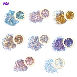 PRE Craft Glitter Set 8 Colores Holográfico Resina Limo Taza Arco Iris Película Adecuada Para Cuerpo Cara Arte De Uñas (1)