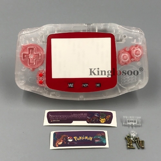 Kit de cubierta completa transparente para Gameboy Advance GBA vivienda con lente roja almohadillas de goma