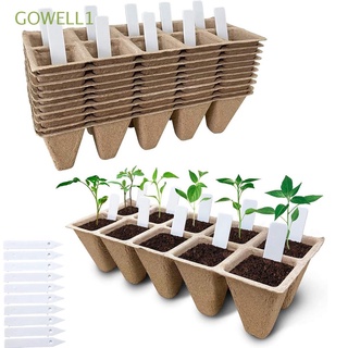 gowell1 10cells bandeja de plántulas de propagación de maceta para vivero, bandeja de jardín, inicio de semillas, biodegradable, con etiquetas, 10 unidades, caja de cultivo de semillas