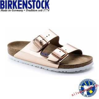 birkenstock arizona sandalias para hombres y mujeres suaves de cuero de cobre metálico (1)