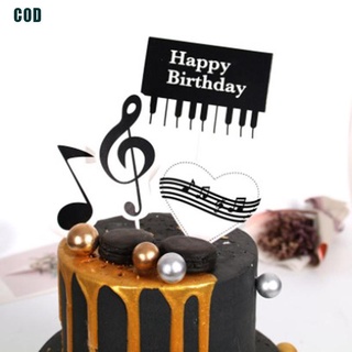 1Set Piano música tema pastel Topper feliz cumpleaños Cupcake Topper fiesta suministros (1)