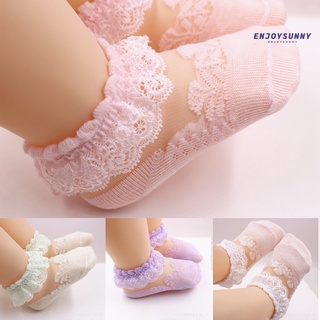 [EJOY BBshoe] 1 Par De Calcetines De Encaje Estampado Floral Transpirable Amigable Con La Piel Bebé Niñas Para Verano