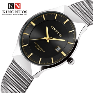 Auténtico jinnuoshi ultra-delgado reloj de cuarzo de alta gama de malla multifuncional calendario simple reloj de los hombres