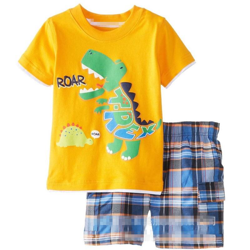 2-7y dinosaurio impresión bebé niños ropa traje de verano niños conjuntos de ropa