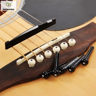 Accesorios de guitarras 1 juego - 6 pines de puente de hueso de guitarra + 1 tuerca de sillín para guitarra acústica popular (3)