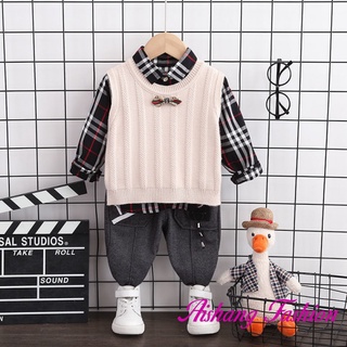 Traje de otoño para niños2021Nueva ropa para niños primavera y otoño traje de tres piezas atractivo estilo coreano Casual Internet caliente suéter