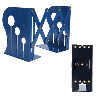 READY STOCK Bookends Iron Adjustable Books Holder Stand Bookend(Blue, Small)